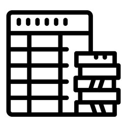 spreadsheet software storing data on a server rack vector image