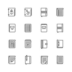 writing pads icon set in thin line style vector