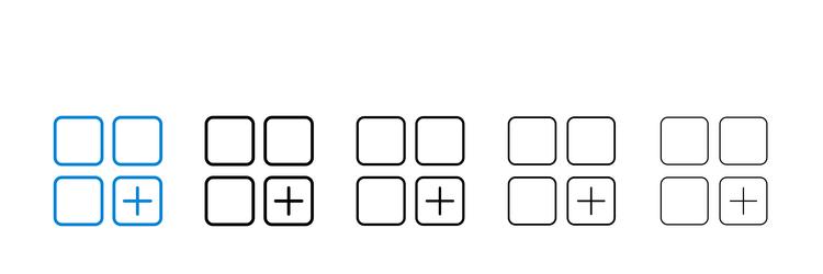 add apps icons in five different stroke sizes vector image