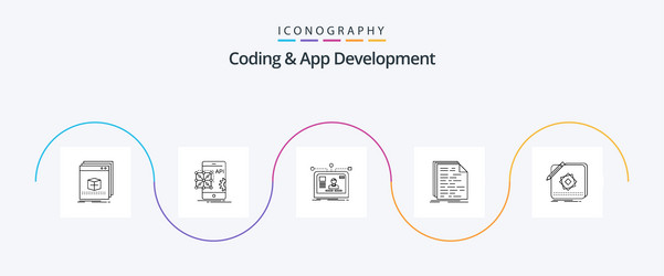 coding and app development line 5 icon pack vector image