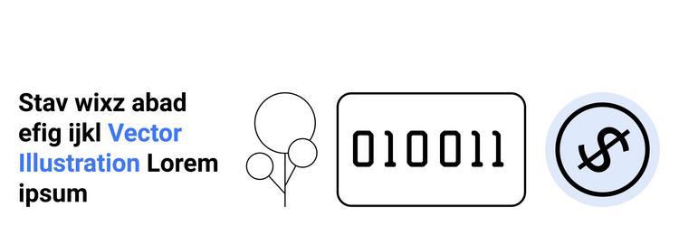digital code sequence abstract shapes and dollar vector image