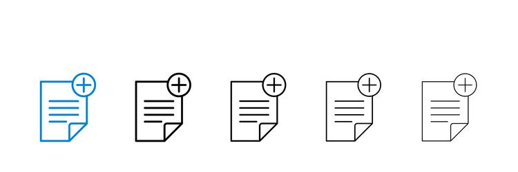 add document icons in five different stroke sizes vector image