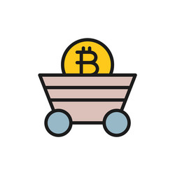 Miner trolley with bitcoin coin blockchain vector