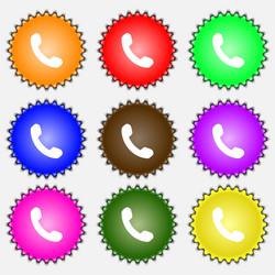 Phone support call center icon sign a set of nine vector