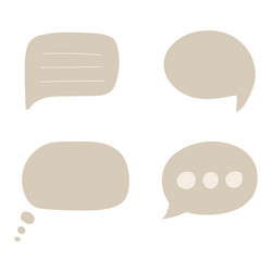 Speech bubbles in simple flat style set of empty vector