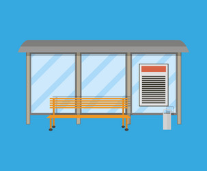 empty bus stop with bench and trash receptacle vector image