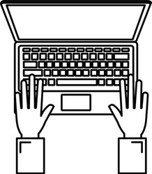 hands user with computer laptop vector image