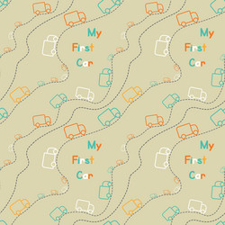 Seamless cute color trucks my first car pattern vector