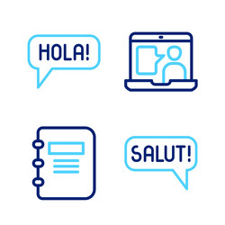 set line salut in different languages notebook vector image