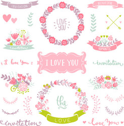 Wedding vintage invitation collection Royalty Free Vector