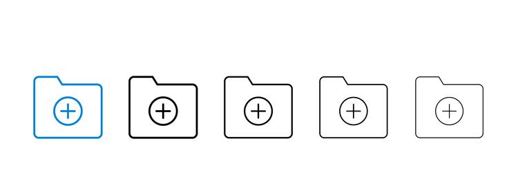 add folder icons in five different stroke sizes vector image