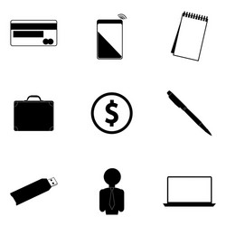 Black business icons set vector