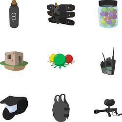 competition paintball icons set cartoon style vector