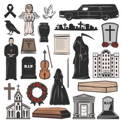 Funeral & Remembrance Icons Vector Image