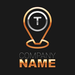 line map pointer with taxi car icon isolated vector image