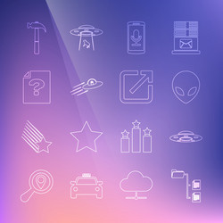 set line folder tree ufo flying spaceship alien vector image
