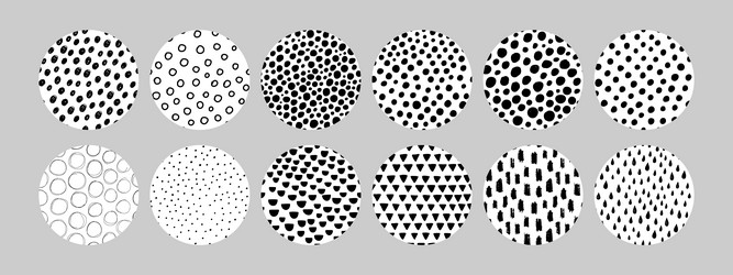set of abstract doodle round patterns vector image