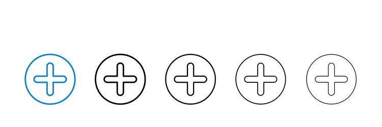 add icons in five different stroke sizes vector image