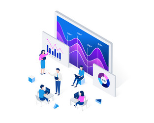 Data analysis isometric concept vector