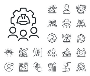 engineering team line icon engineer or architect vector image