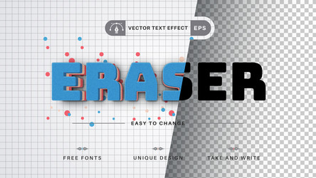 eraser - editable text effect font style vector image