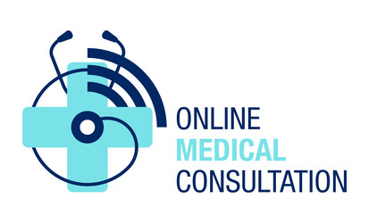 Online medical consultation logo template vector