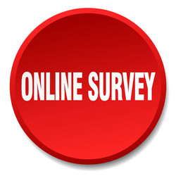 Online survey red round flat isolated push button vector