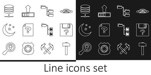 set line hammer unknown document folder tree vector image