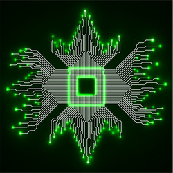 cpu microprocessor microchip circuit board vector image