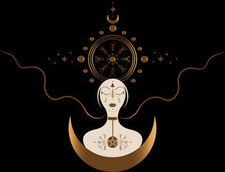 gold freya goddess scandinavian norse mythology vector