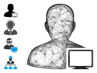 Hatched computer administrator mesh vector