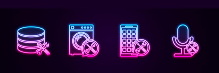 set line database server service washer mobile vector image