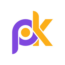 stylized lowercase letters p and k are linked vector image