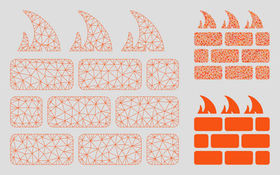 firewall mesh 2d model and triangle mosaic vector image