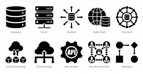 a set of 10 data analytics icons as database vector image