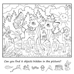 can you find 8 objects hidden in the picture vector image