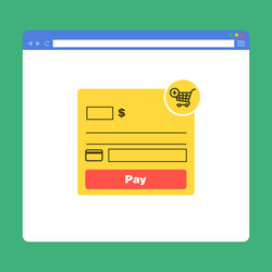 Flat browser window with form payment vector