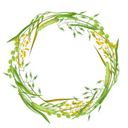 Floral Wreath of Herbs and Grass Vector Image