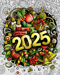 2025 doodles new year objects and elements design vector image