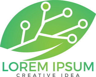Green leaf technology logo design Royalty Free Vector Image