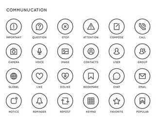 Communication user interface ui icon set high vector