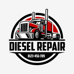 Diesel Truck Repair Logo Emblem Vector Image
