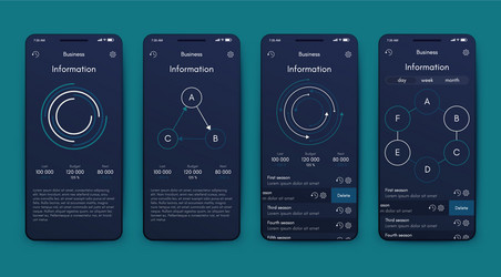 different ui ux gui screens and flat web icons vector image