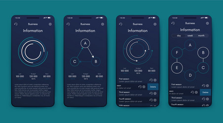 Different ui ux gui screens and flat web icons vector