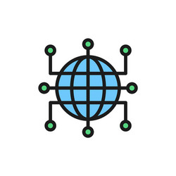 global world with closed contacts blockchain vector image