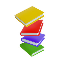 rendering of colored floating books in space 3d vector image
