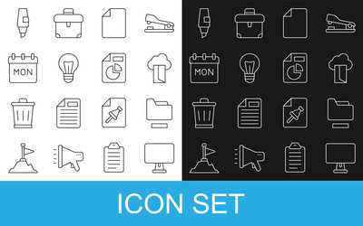 set line computer monitor document folder cloud vector image