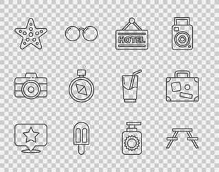 set line map pointer with star picnic table vector image