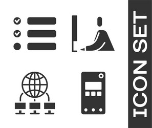 set mobile phone task list computer network vector image