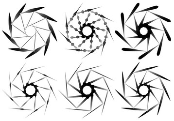 set of 6 circular geometric element abstract vector image